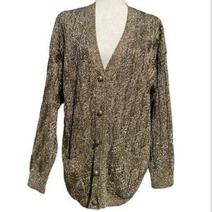 Vintage Joseph Tricot Dark Gold Cable Knit Cardigan Sweater